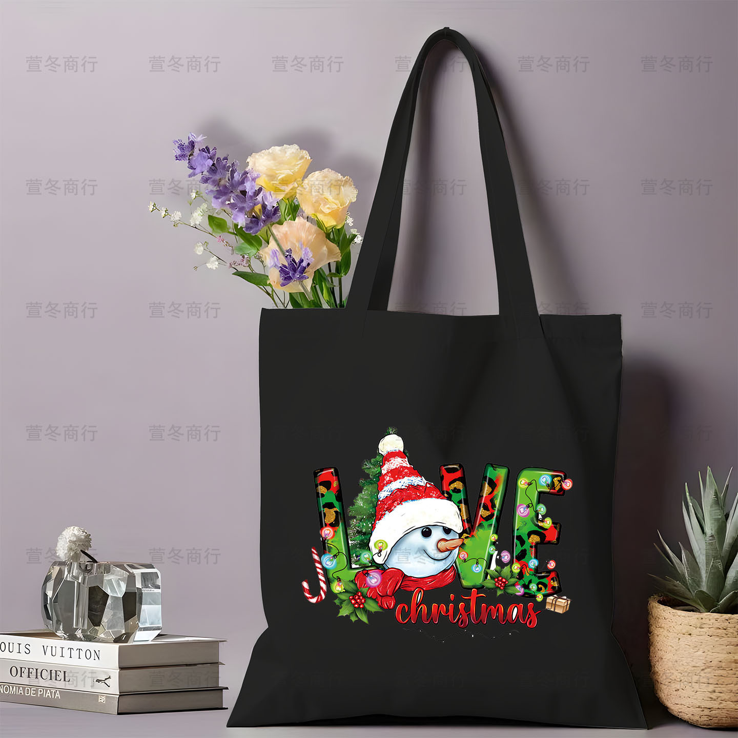 Bolsa de lona de Santa Claus de dibujos animados estudiantes bolsas de lona de mano de Navidad bolsas de hombro de gran capacidad ventas calientes transfronterizas