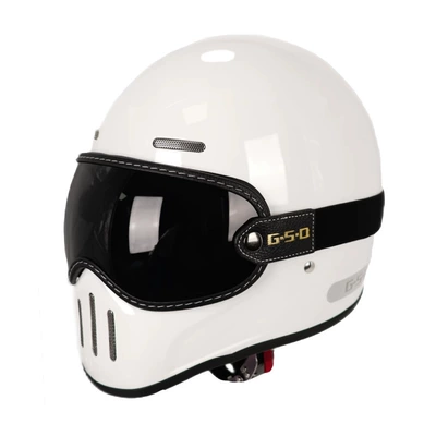 Motosiklet kaskı (dəbilqə) — Motorcycle Helmet for Men and Women - ivory-white-black-tea-mirror-m55-56