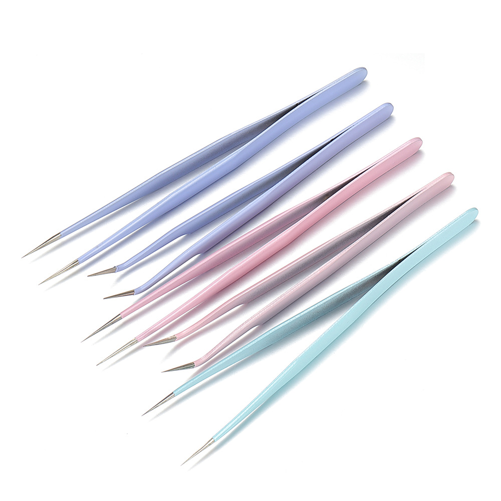 Stainless steel elbow straight tweezers Precision beauty tool…