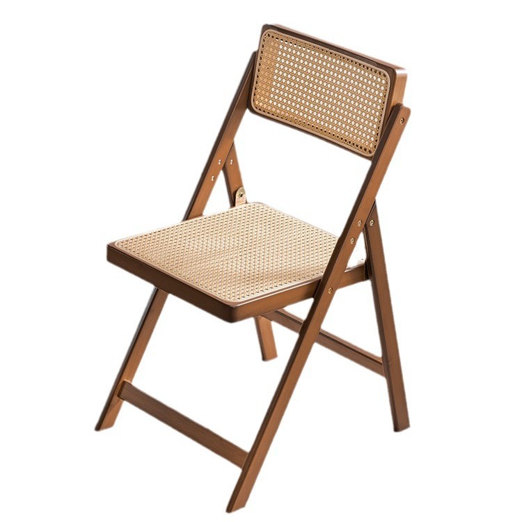 Silla plegable de ratán de estilo japonés sala de estar Silla de comedor en casa con respaldo Silla de comedor portátil de bambú estilo de registro nuevo
