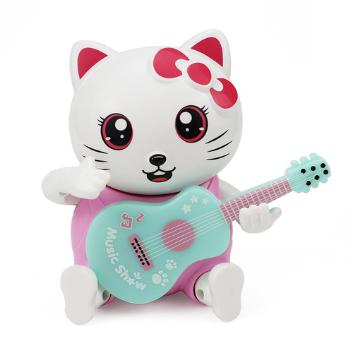 Cross-border new children's electric guitar animal light music shaking head cute pet little guitarist street stall toys wholesale