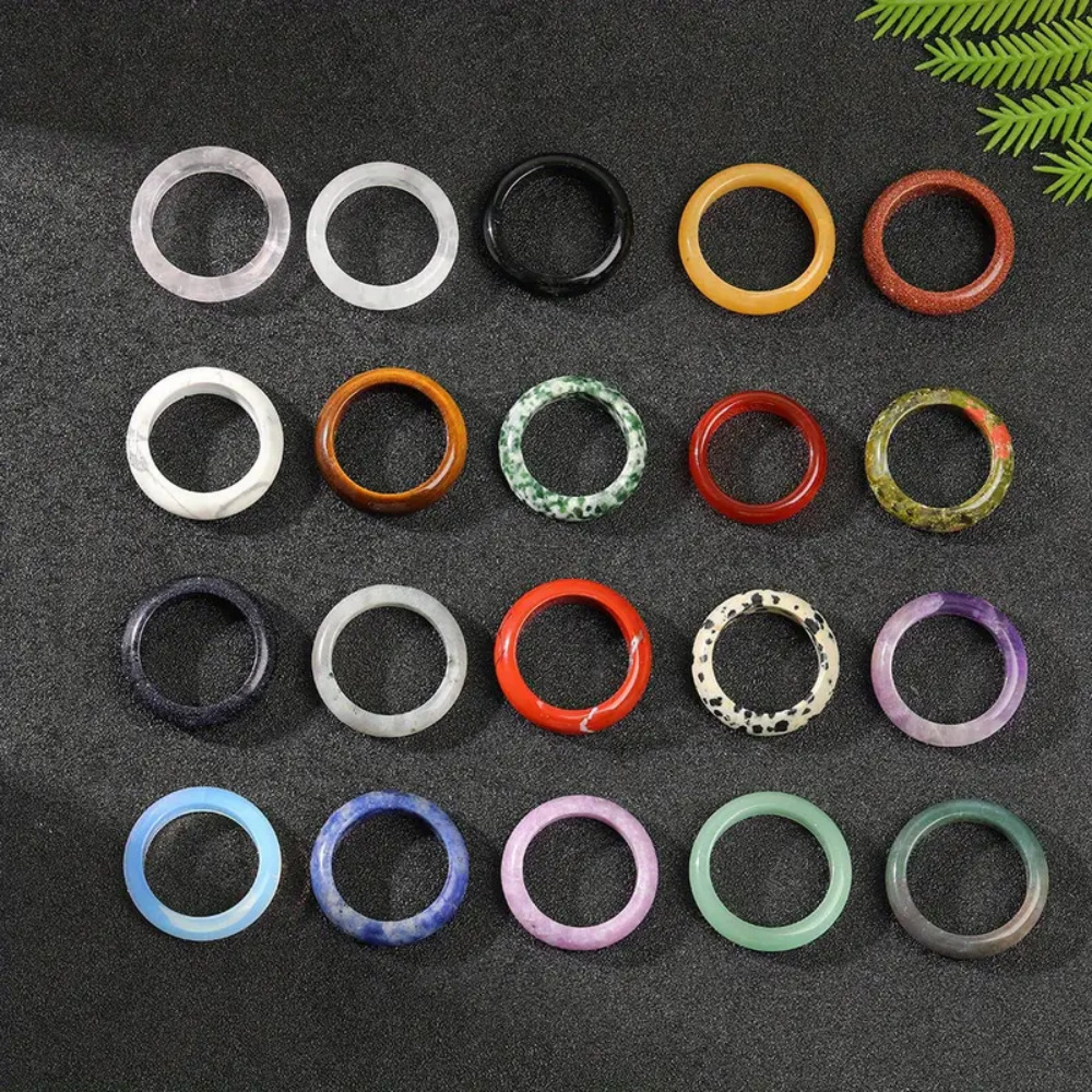 跨境天然水晶玛瑙石跑环戒指指环古风文玩手串手持配饰厂家直发