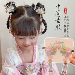Children's Hanfu hair clips, vintage-style headwear, antique-inspired step-over hairpins, tassel-adorned fairy-like hair accessories, Han-style jewelry—wholesale available