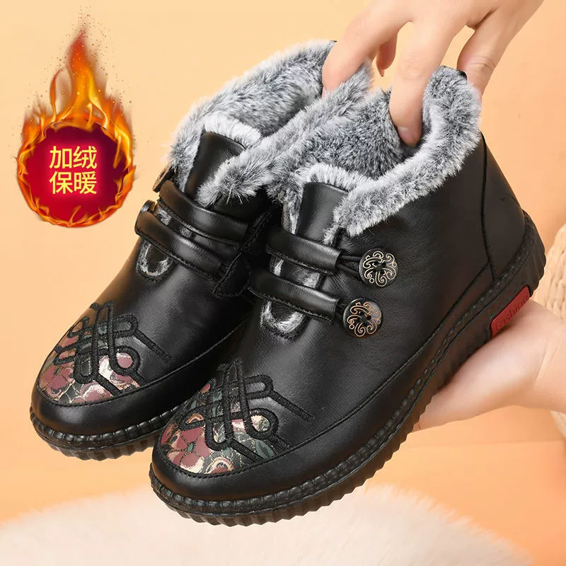 Зимние slip-on сапоги для мамы, утепленная флисом нескользящая обувь, красный/чёрный, EU 35–41