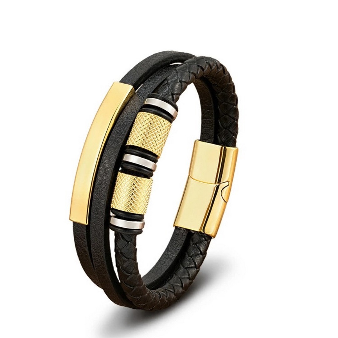 Men's Braided Leather Bracelet Waterproof And Hypoallergenic_voghion.com