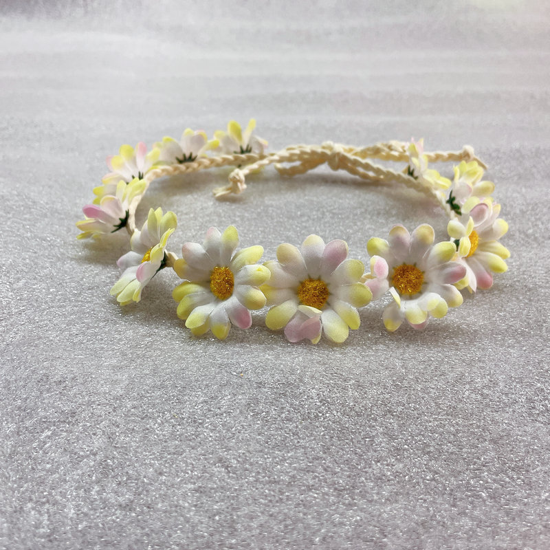 Las nuevas mujeres de la Margarita girasol Garland Seaside Beach flor tocado diadema tejida banda de pelo de la margarita