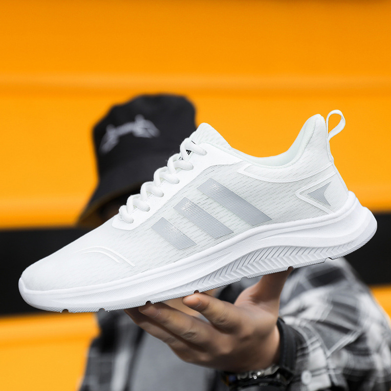 Lightweight universal summer breathable white sneakers with…