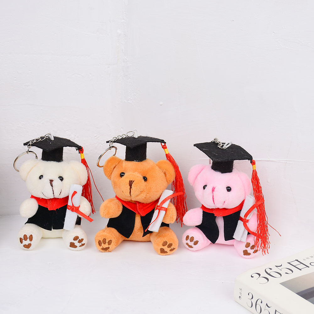 Lindo doctor oso muñeca de peluche colgante creativo estudiante mochila accesorios llavero grab máquina muñeca regalo femenino