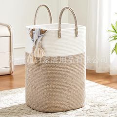 元のメーカーの四角形の綿の縄の洗濯かごは洗濯かごの子供のおもちゃを畳むことができます。
