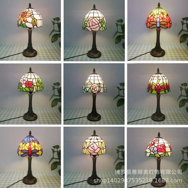 Tiffany lighting bedroom living room children's room bar night light pastoral table lamp factory wholesale one-piece delivery