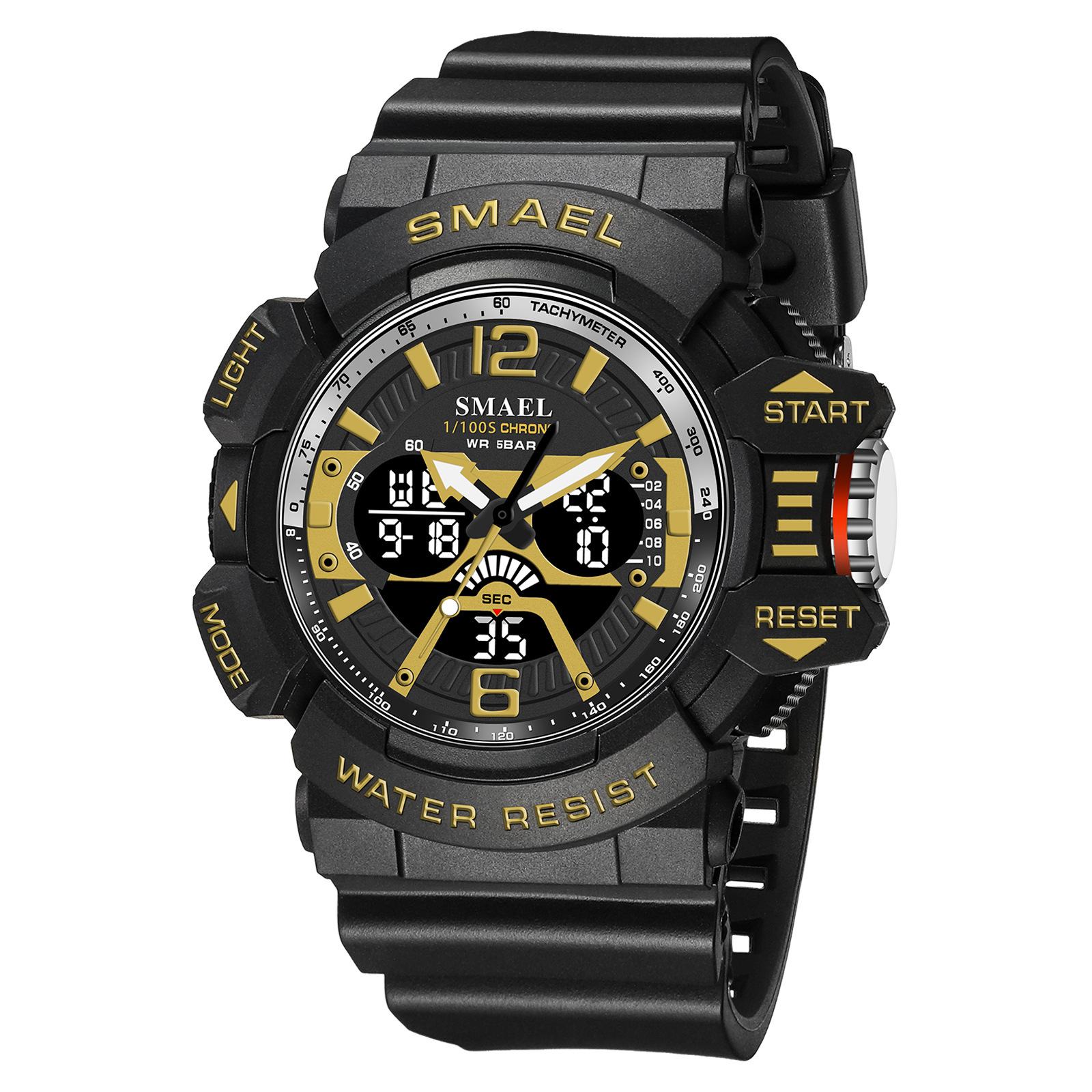 SMAEL Smale nueva tendencia estudiante deportes al aire libre impermeable cronómetro multi-energía cinética doble pantalla reloj electrónico 8065