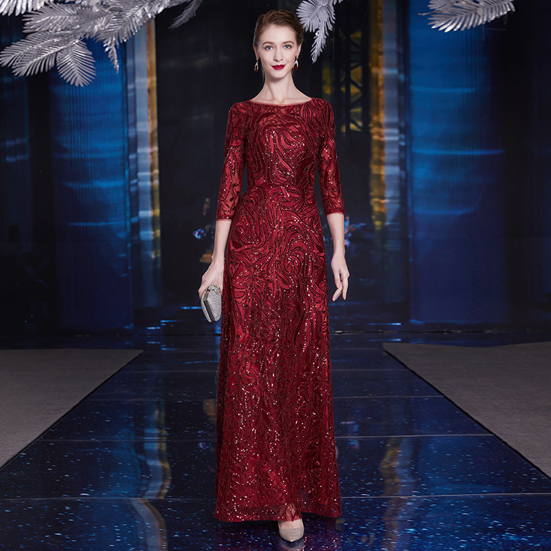 Foreign trade supply 2022 new wedding dress wedding banquet dress young mother evening dress dress noble red