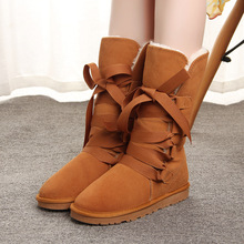 厂家现货招代理5818高筒绑带雪地靴蝴蝶结款女靴子大码跨境棉鞋牛
