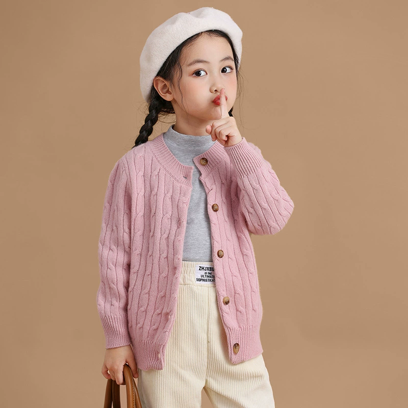 100% чистая шерсть классический винтажный вязаный кардиган утолщенный с круглым вырезом сплошной цвет иностранный воздушный свитер прилива