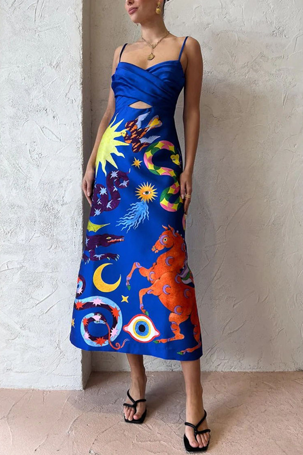 Sleeveless Sleeve Length Wholesale Women's Sexy Printing Printing Street Sleeveless Strap Dress