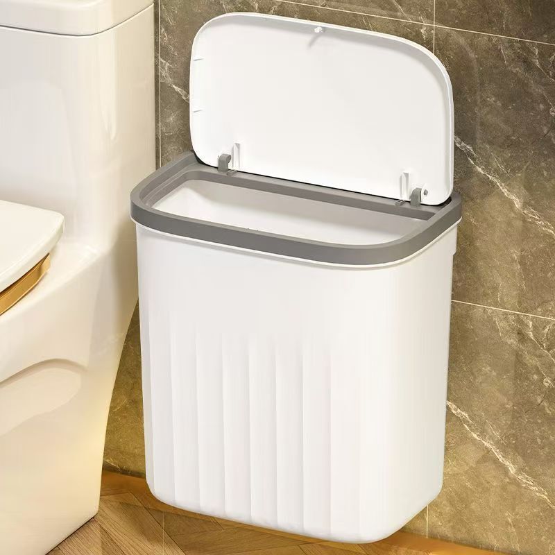 Flip-Top Trash Can with Lid for Home Use, Wall-Mounted Trash Bin for Kitchen, Bathroom, and Narrow Spaces