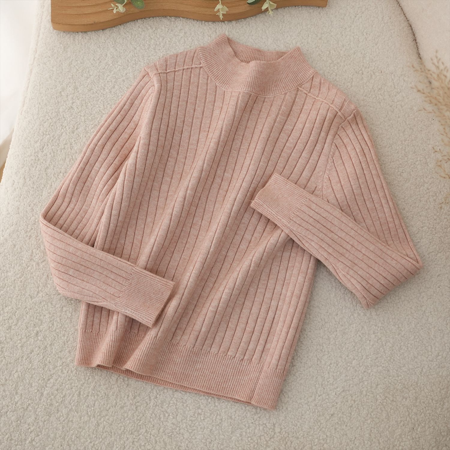 2025 otoño y invierno nuevo suéter de cuello medio alto para niños, hombres y mujeres con una camiseta de lana sólida