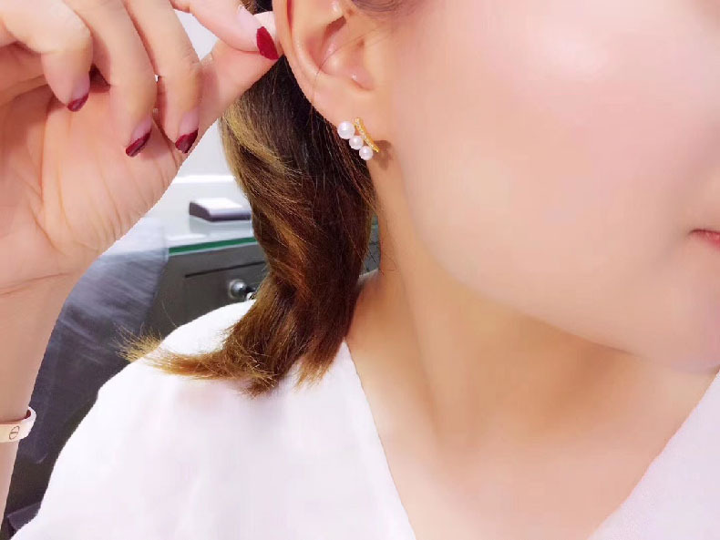 Freshwater Pearl Stud Earrings S925 Sterling Silver Small Beads_voghion.com