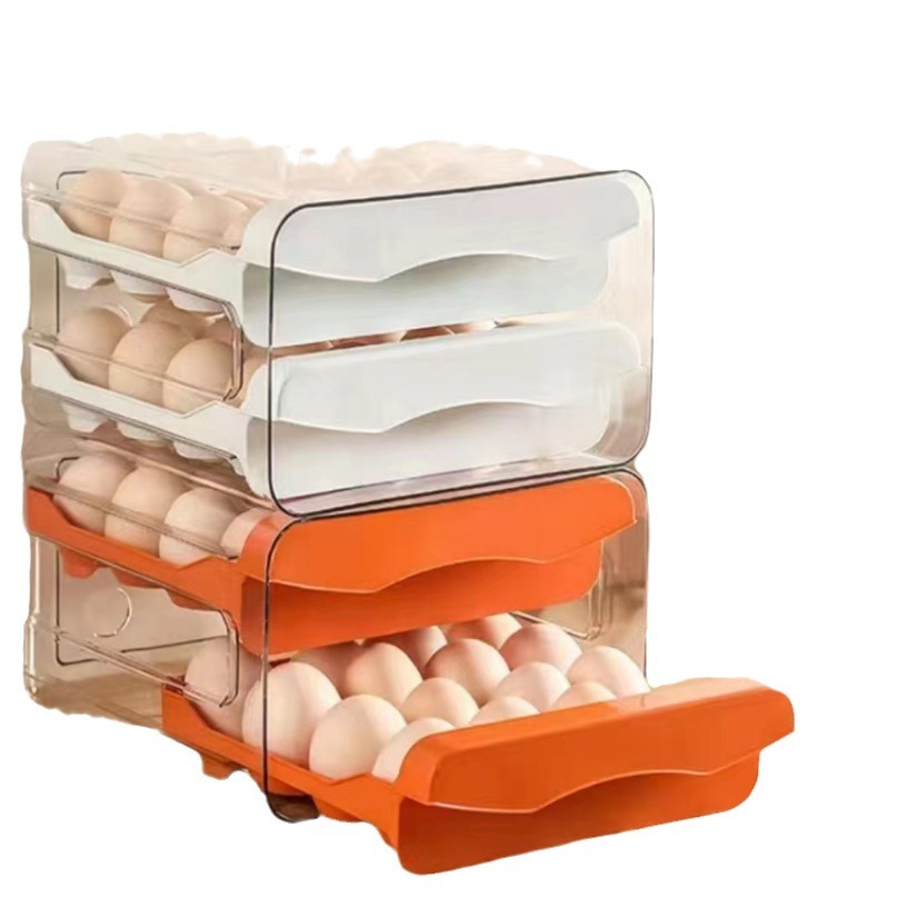 Refrigerador caja de almacenamiento de huevos tipo cajón cocina caja de huevos hogar apilable bandeja de huevos estante de huevos de doble capa