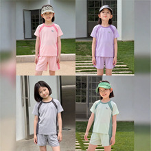 儿童速干短袖套装夏季运动服短袖短裤冰丝凉感上衣休闲上衣羽毛球