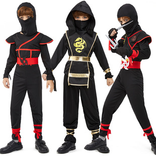 现货武士忍者cos儿童服装黑忍者表演cosplay舞会扮演刺客扮演衣服-阿里巴巴