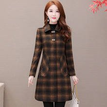 格子羊毛呢子大衣中长款2025年新款女装厚款保暖羊毛呢休闲外套