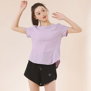 Plus Size Loose Quick-Drying Clothing Summer Women's Sports Tops Running Badminton Yoga Clothing Ice Silk Short-Sleeved T-Shirt for Women