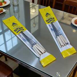 不锈钢加厚材质木柄烧烤针钢签烧烤工具烧烤签BBQ烧烤串木柄针