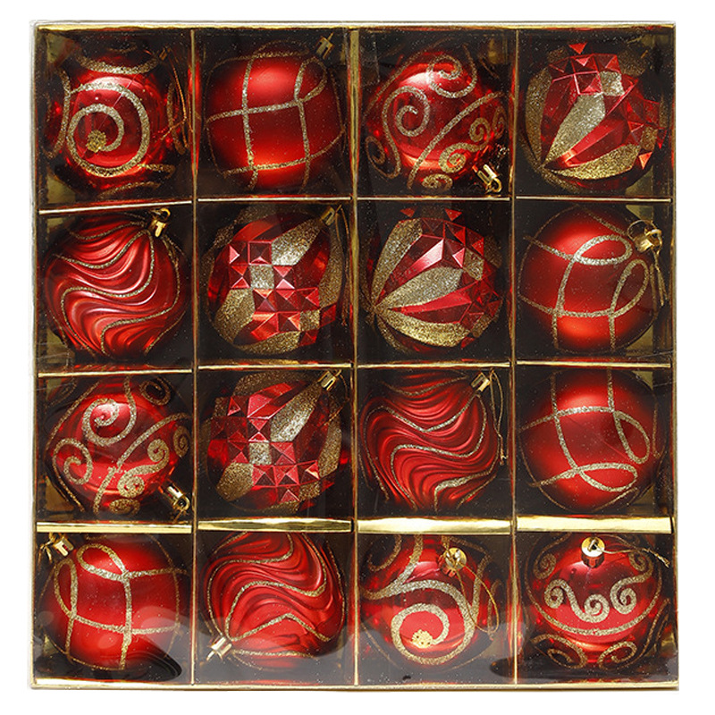 Árbol de Navidad transfronterizo 8cm bola de decoración de forma extraña bola 16 caja de regalos set colgante bola de colores props de decoración de Navidad