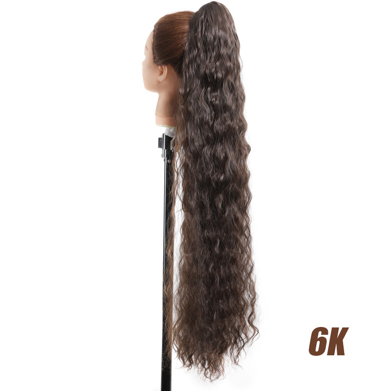 corn silk long curly ponytail wig female hair bough ponytail fluffy natural drawstring ponytail spot wig_voghion.com