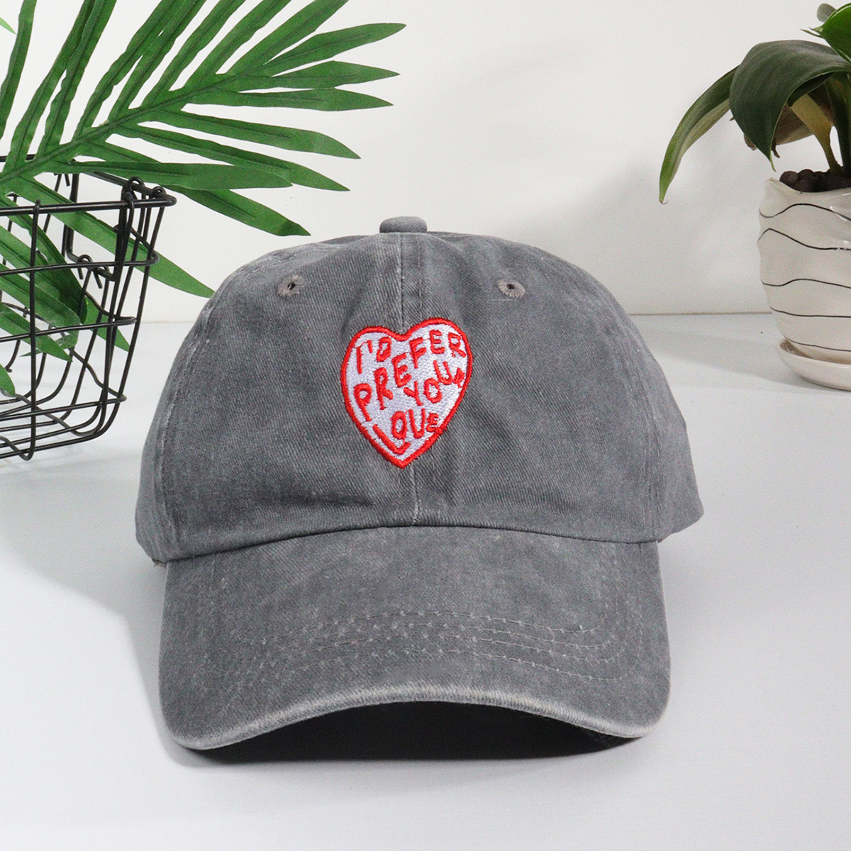 Cappellino da baseball unisex con testa grande, berretto ricamato con lettera d'amore, protezione solare alla moda_voghion.com