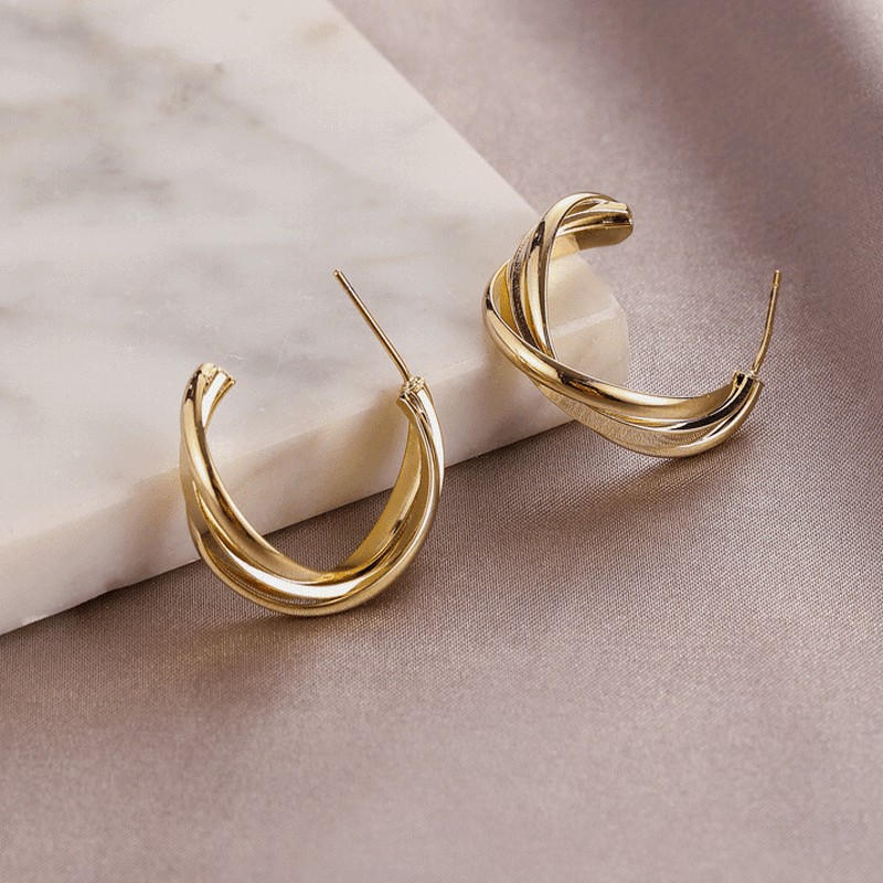 Copper Material 1 Pair Simple Style Classic Style U Shape Geometric Plating Copper Earrings