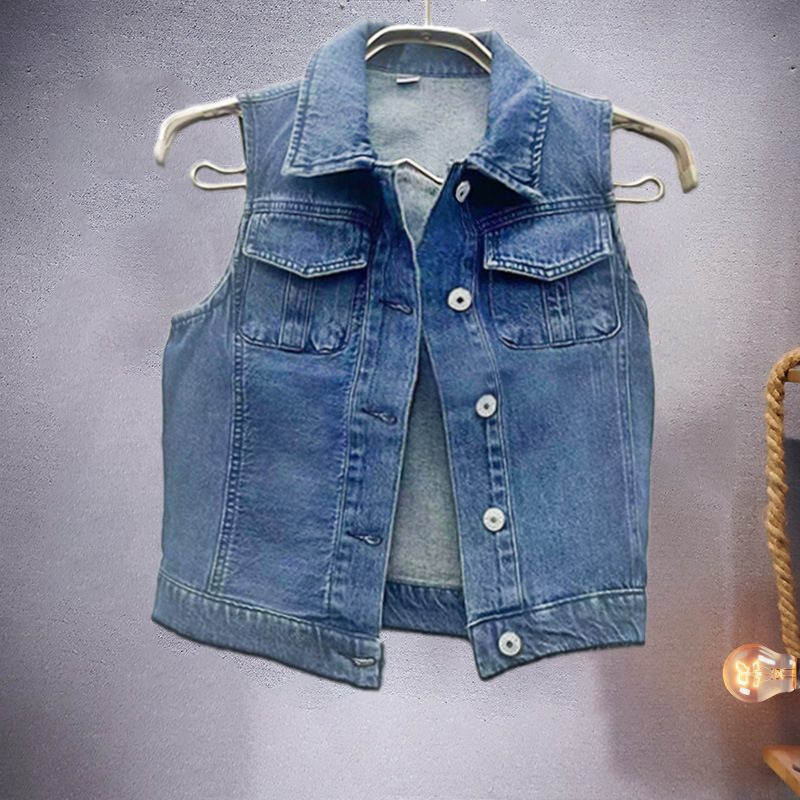 Low-Cost Wholesale Casual Versatile Denim Vests for Men and Women, Sleeveless Vests, Support Dropshipping