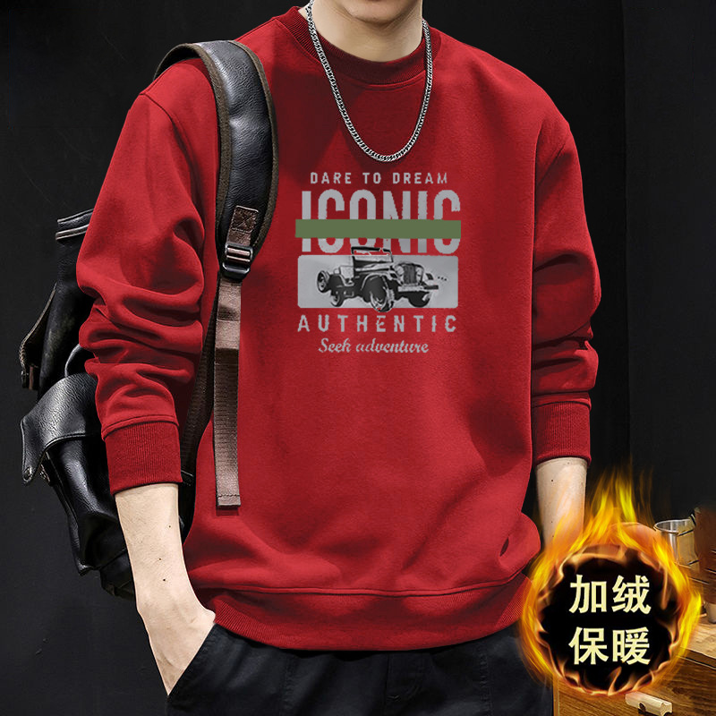 Pesado y camisa de cuello redondo para hombres nueva primavera y otoño marca de moda americana de manga larga chaqueta de otoño para hombres
