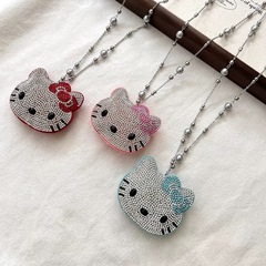 かわいい漫画フルダイヤモンドハローキティネックレスミレニアムホットガールy2kかわいいペンダントファッショナブルで多用途な鎖骨チェーン女性用