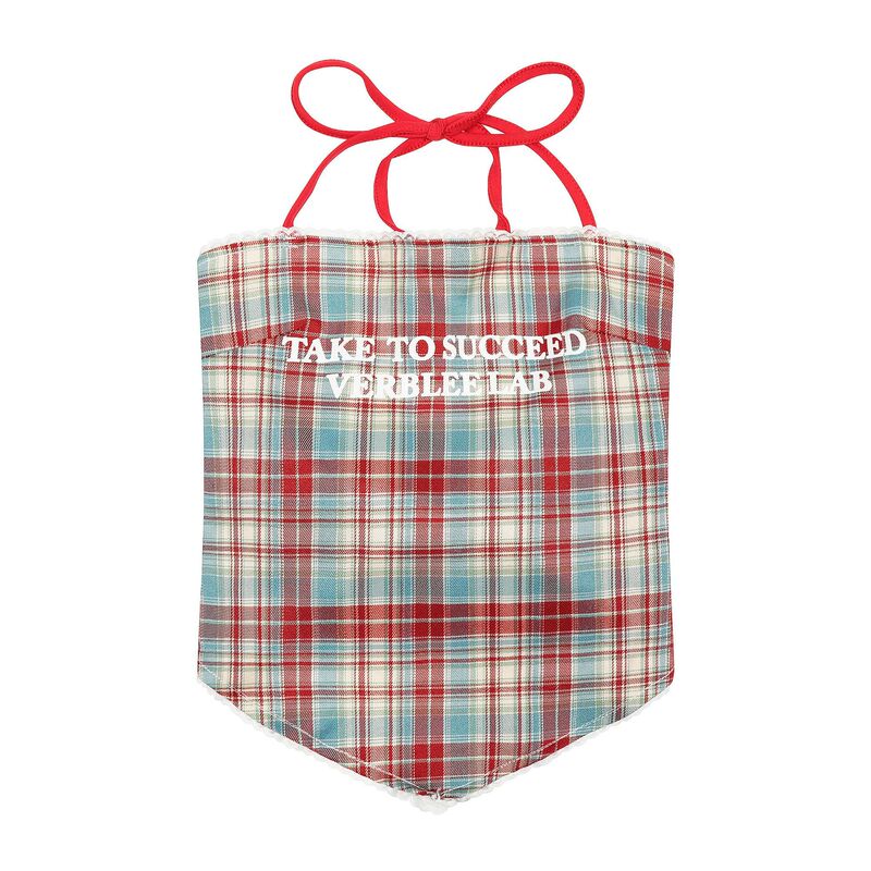 2026 New Style Sweet and Cool Spicy Girl Style Plaid Lace Halter Neck Camisole with Bowknot Triangle Scarf Ultra-Short Top 2026 New Style Sweet and Cool Spicy Girl Style Plaid Lace Halter Neck Camisole with Bowknot Triangle Scarf Ultra-Short Top