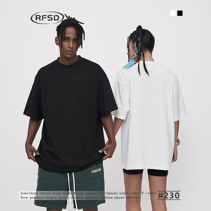 2025春夏220G精梳棉FOG配色男装短袖男士T恤纯色宽松纯棉透气舒适