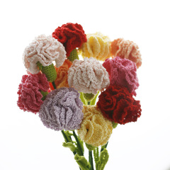 布袋香語新款手工鈎織花束 蕾絲線編織康乃馨成品 母親節仿真花