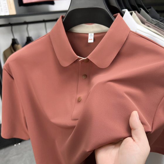Ammonia seamless solid color men's polo shirt 2025 summer new daily lapel breathable thin short sleeve t-shirt men