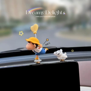 2026 Genuine Crayon Shin-Chan Car Rotating Figurine Car Screen Decoration Car Interior Accessories Dashboard Cute for Girls
