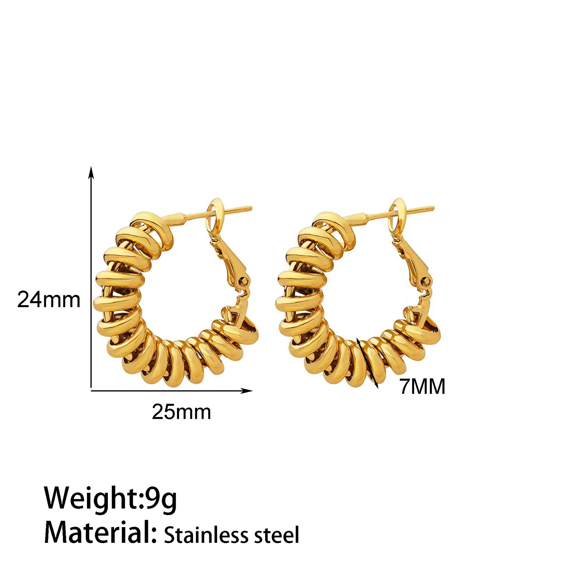 12g Weight Titanium Steel Ear Needle Material 18K Gold Plated Plating Material Ear Studs Classification 1 Pair Quantity Holiday, Daily Occasion Titanium Steel Material C Shape Pattern Women's Gender Exaggerated, Simple Style Style 1 Pair Exaggerated Simple Style C Shape Titanium Steel 18K Gold Plated Ear Studs 7