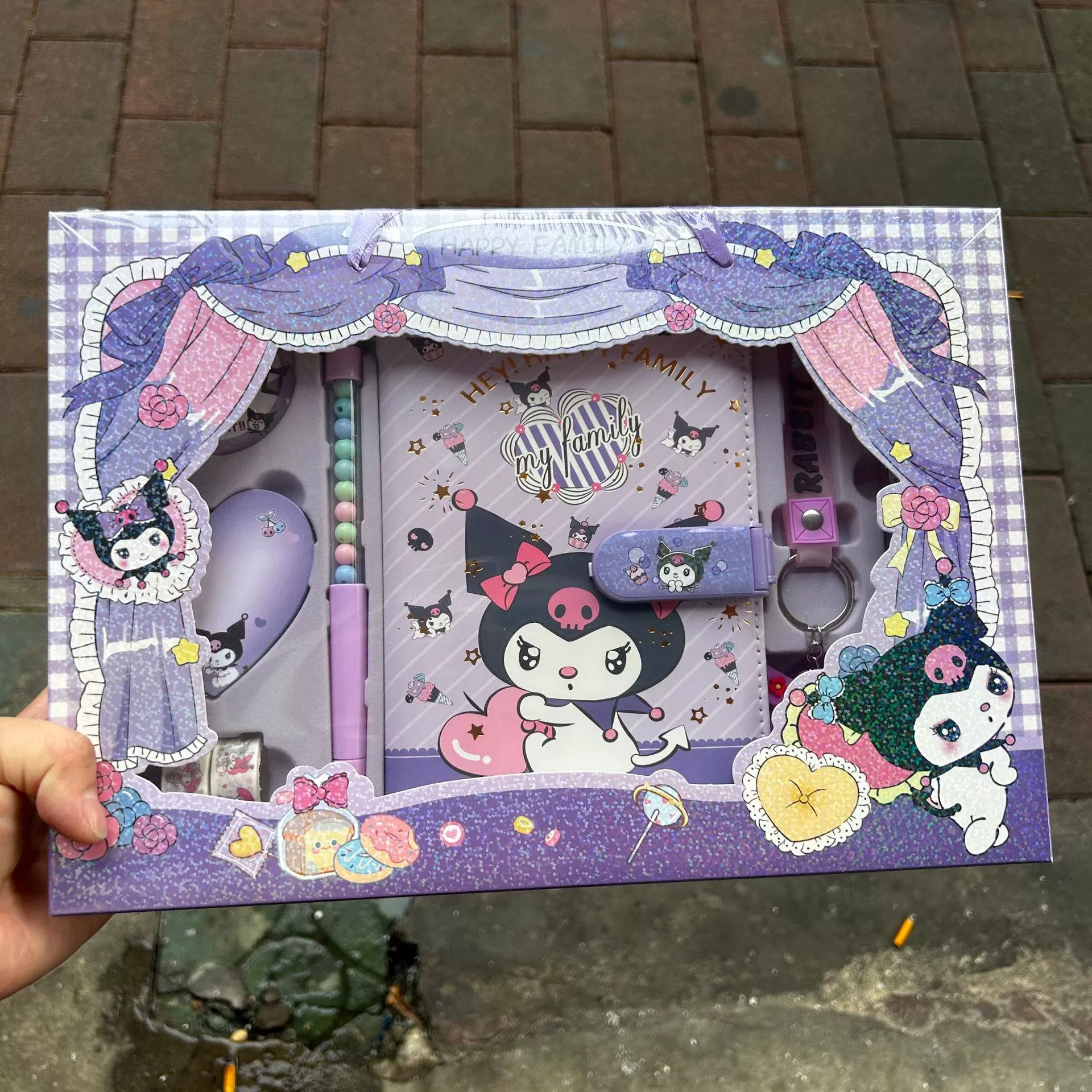 Набор блокнотов Kuromi Sanrio с подвеской, подарочная коробка, высококачественный подарок на День защиты детей для учеников начальной школы