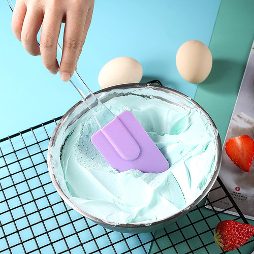 Baking Three-Piece Kitchen Tool Set Silicone Oil Brush Large Separate Scraper Elliptical Brush Transparent Handle Whisk