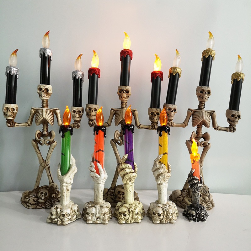 Halloween lámpara de vela de mano fantasma lámpara de esqueleto lámpara de calabaza props decoración lámpara LED lámpara de vela electrónica vela image 1