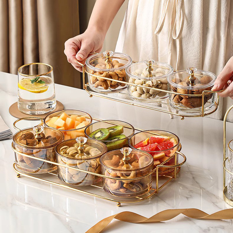 日式创意锤纹圆形玻璃碗水果干果篮零食点心碟子KTV小吃拼盘果盘