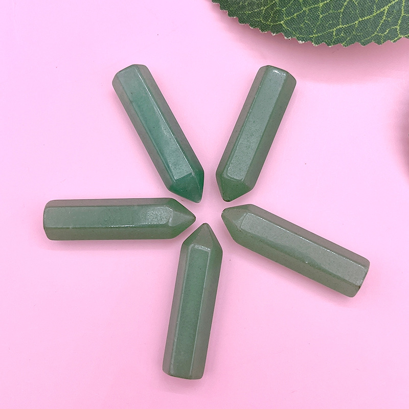 Cristal natural ágata no agujero bala 7 traje yoga energía piedra sola punta hexagonal columna colgante adornos
