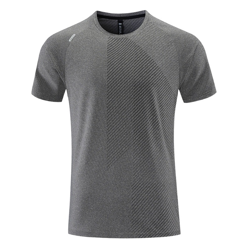 Deportes de los hombres de verano casual ropa de secado rápido de hielo de la manga corta ligero transpirable corriendo suelta fácil de secar camiseta en stock impreso B