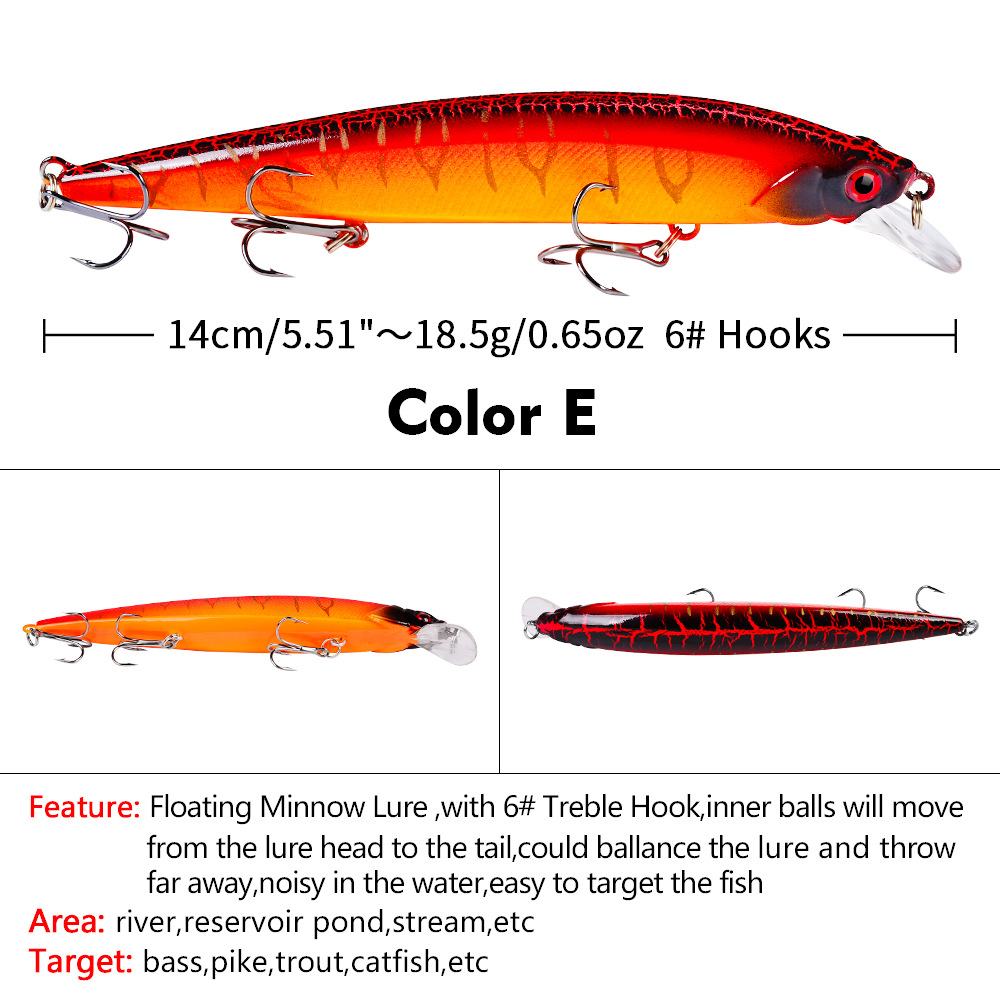 Sinking Minnow Fishing Lures  Shallow Diving Fresh Water Bass Swimbait Tackle Gear