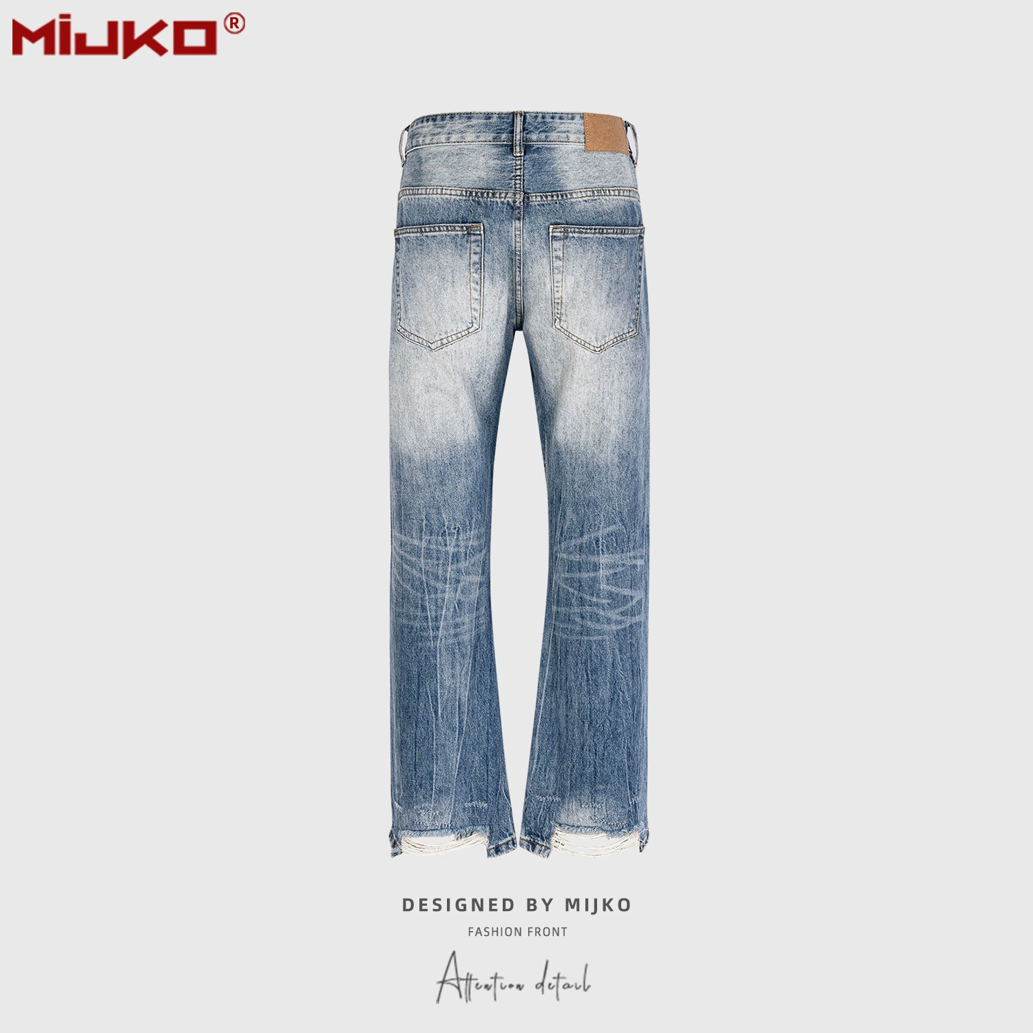 Wide-leg Jeans (Mijko) Distressed Light Blue Denim, Unisex, Sizes S–XXL