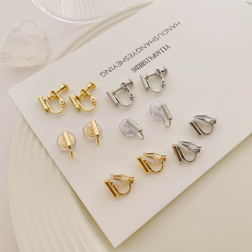 Ear clip converter ear studs without piercing ear clip ear needle converter painless invisible mosquito coil disc cushioned spiral triangle